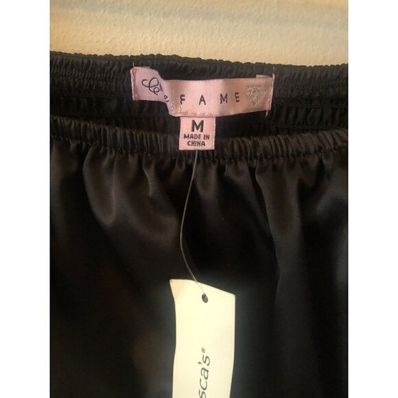 NWT Crave Fame Size M Black Blouse Long Balloon Sleeve Ruching Cropped Boho - Picture 5 of 6